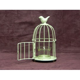 Bougeoir cage oiseau en métal