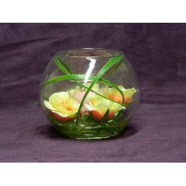 Photophore en verre fleurs et bougie