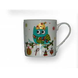 Tasse chouette bleue en porcelaine