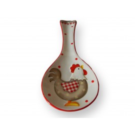 Pose couvert en céramique motif poule