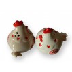 Lot salière/poivrière en porcelaine en forme de poule.