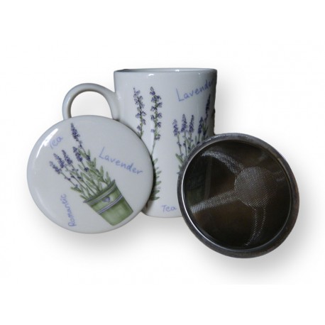 Tasse à thé avec filtre motif lavande